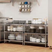 3 Tier Kitchen Bakers Rack With Adjustable Shelves For Small Spaces Storage Silver Tone