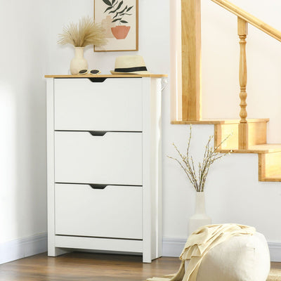HOMCOM Slim Shoe Cabinet for Hallway, White Homcom
