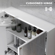 Wall Mounted Bathroom Mirror Cabinet With Double Doors And Shelves Waterproof White