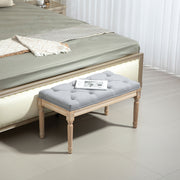 Light Grey Vintage Wooden Bed End Bench with Padded Seat by HOMCOM