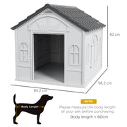 Grey Plastic Dog House for Large Dogs Weather Resistant Indoor and Outdoor Use