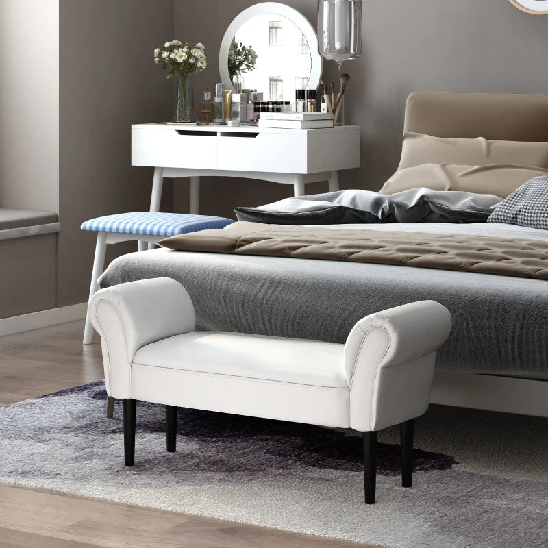 Small Bed End Chaise Lounge, Wooden Leg