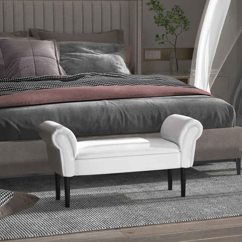 Small Bed End Chaise Lounge, Wooden Leg