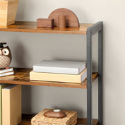 Small Industrial Bookcase With Cupboard at The Bottom With Double Doors, 3 Open Shelves