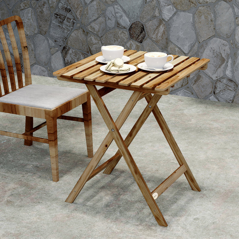 Small Folding Garden Table for Easy Outdoor Dining and Entertaining, Natural Acacia Wood