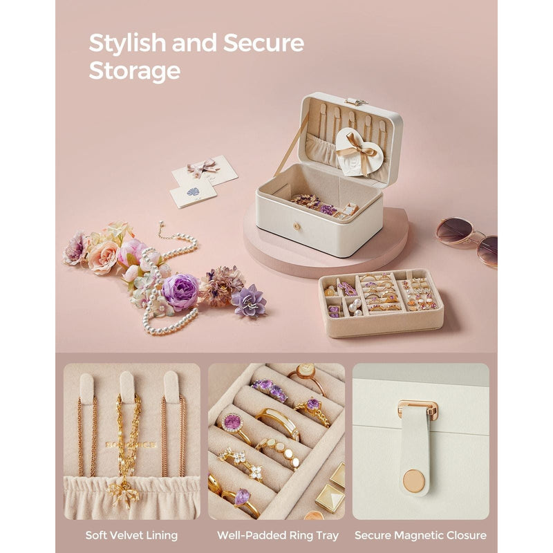 Image of a Small White Travel Jewelry Box