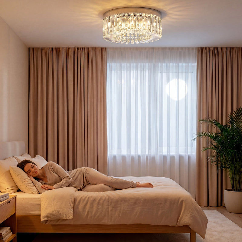 Crystal Ceiling Light for Bright Even Living Room Lighting Easy Clean