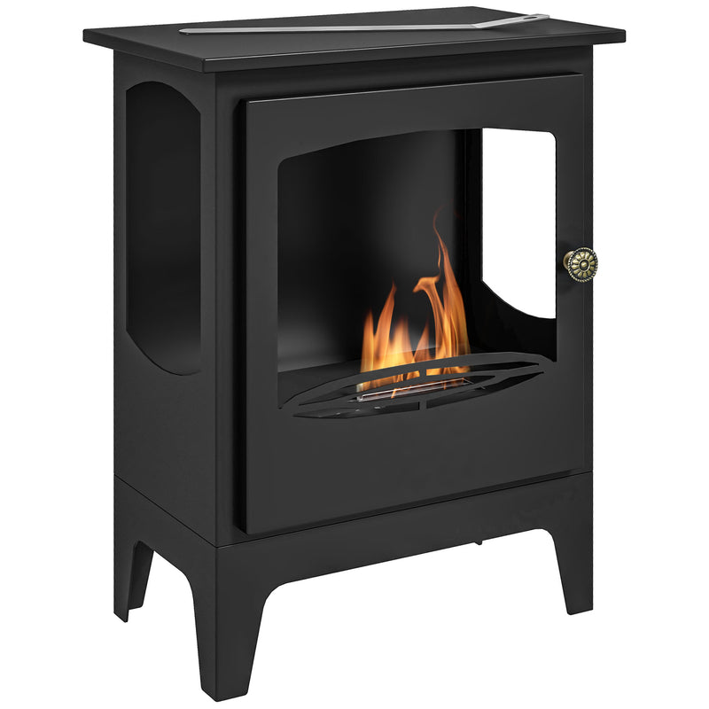 Freestanding Ethanol Fireplace for Instant Smoke Free Heat in Small Rooms Black