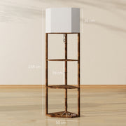 Tall Corner Floor Lamp with Shelves and Chain Switch for Living Room or Bedroom Rustic Brown