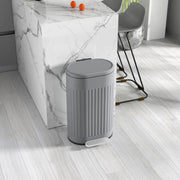 Grey 30L Metal Kitchen Bin with Soft Close Lid by HOMCOM