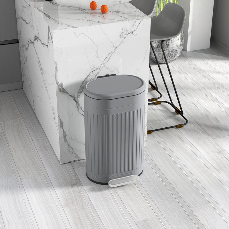 Grey 30L Metal Kitchen Bin with Soft Close Lid by HOMCOM