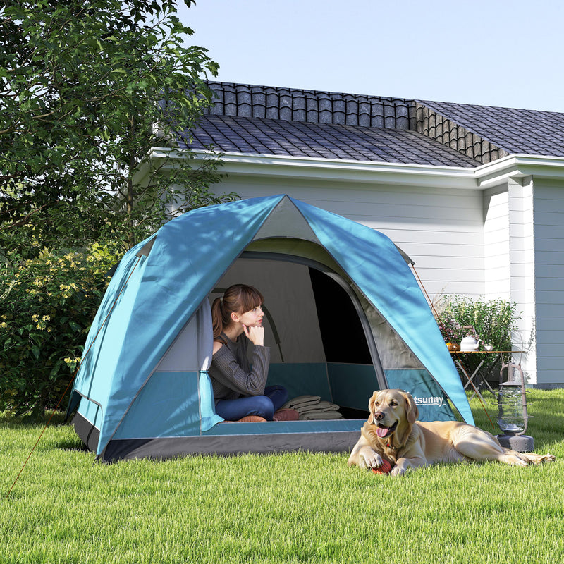 Dome Camping Tent for 3 People Quick Setup Waterproof Shelter with Mesh Windows Navy Blue