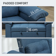 Blue 2 Seater Click Clack Sofa Bed with Side Pockets and Pillows by HOMCOM