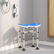 Adjustable Height Padded Shower Stool With U Shaped Seat For Bathroom Comfort, Dark Blue
