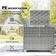 Grey Rattan Garden Furniture Set for Relaxing and Entertaining Outdoors 4 Piece Set With Table and Cushions Outsunny