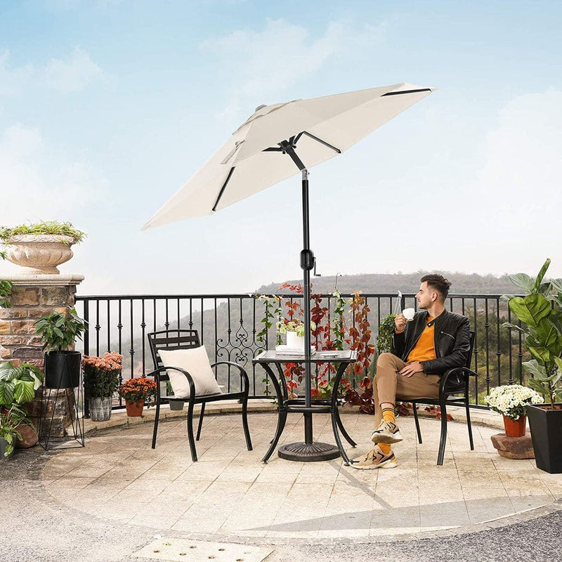 Image of a Beige 2m Garden Parasol With a Crank Handle
