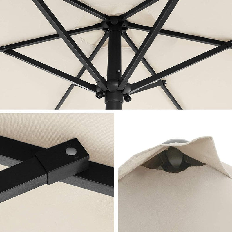 Image of a Beige 2m Garden Parasol With a Crank Handle