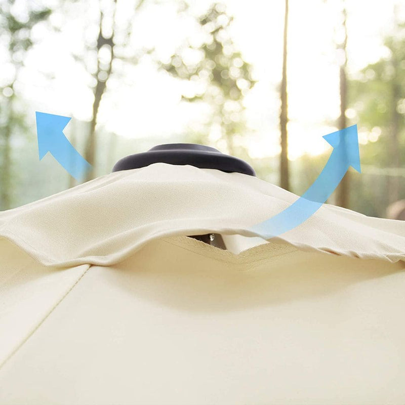 Image of a Beige 2m Garden Parasol With a Crank Handle