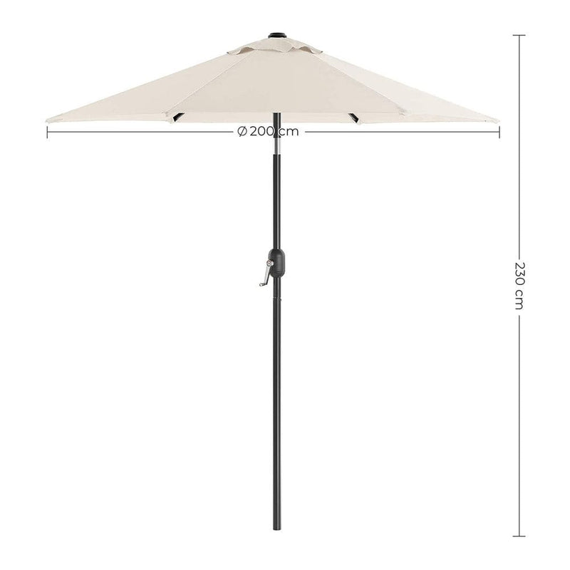 Image of a Beige 2m Garden Parasol With a Crank Handle
