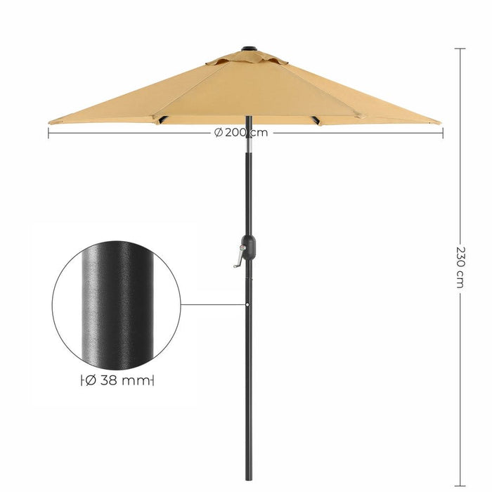 Image of a Taupe 2m Garden Parasol With a Crank Handle