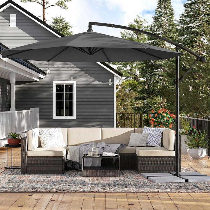 Image of a grey 3 Metre Cantilever Garden Parasol