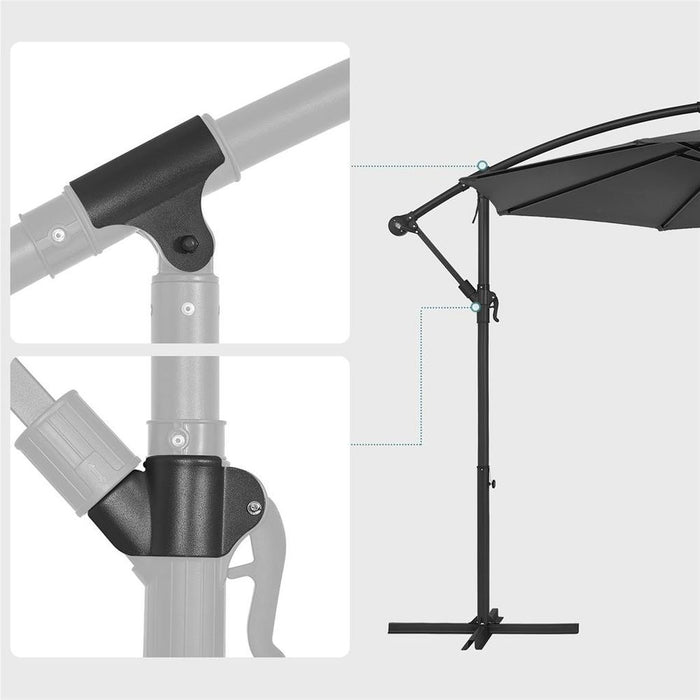 Image of a grey 3 Metre Cantilever Garden Parasol