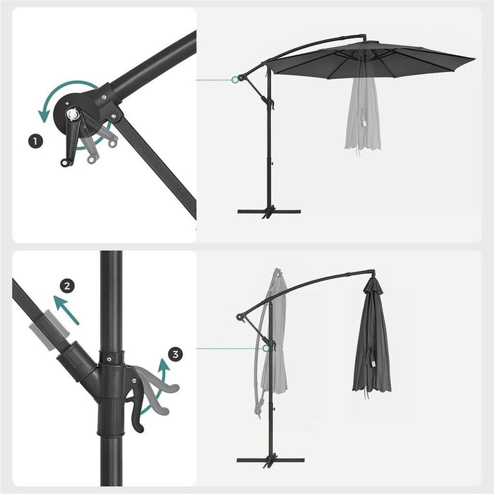 Image of a grey 3 Metre Cantilever Garden Parasol