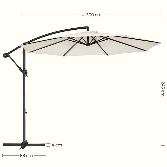 Image of a White 3 Metre Cantilever Garden Parasol