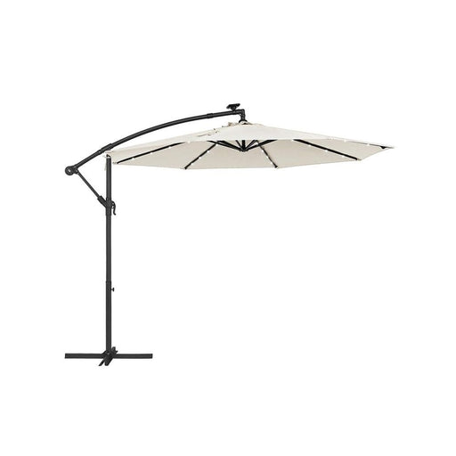 Image of a beige 3m Cantilever Garden Parasol With LED Lights 