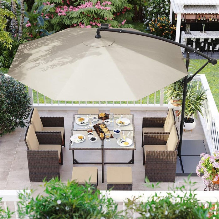 Image of a Beige 3m Cantilever Garden Parasol With Led Lights