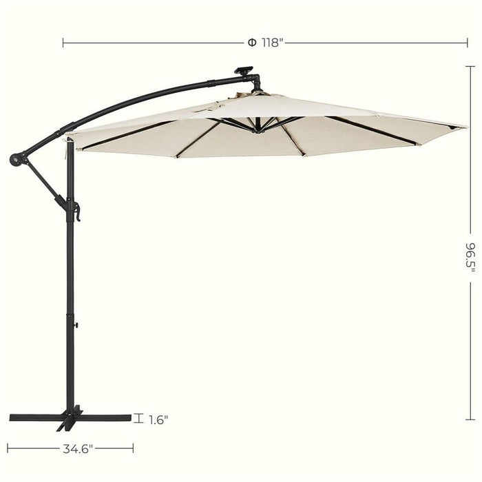 Image of a Beige 3m Cantilever Garden Parasol With Led Lights