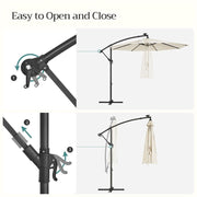 Image of a Beige 3m Cantilever Garden Parasol With Led Lights