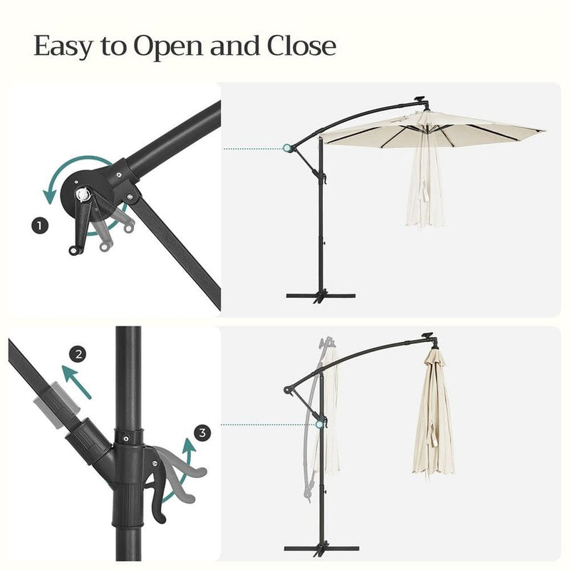 Image of a Beige 3m Cantilever Garden Parasol With Led Lights