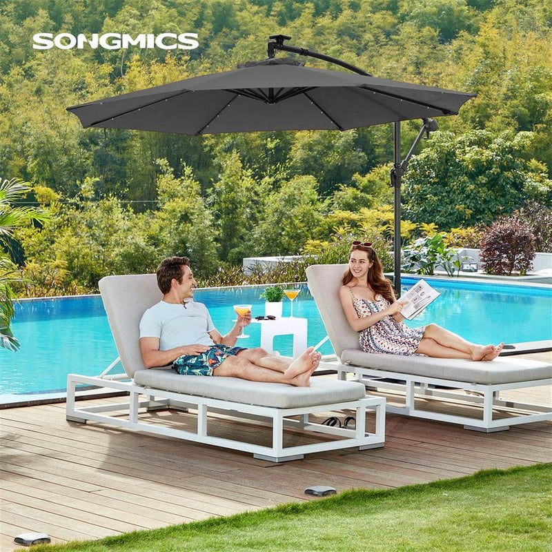 Image of a grey 3m Cantilever Garden Parasol With Led Lights