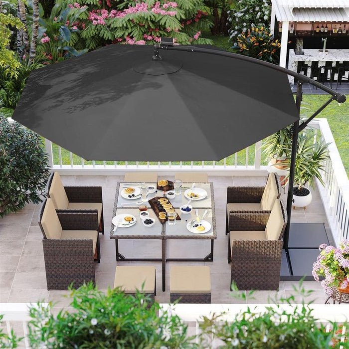 Image of a grey 3m Cantilever Garden Parasol With LED Lights 