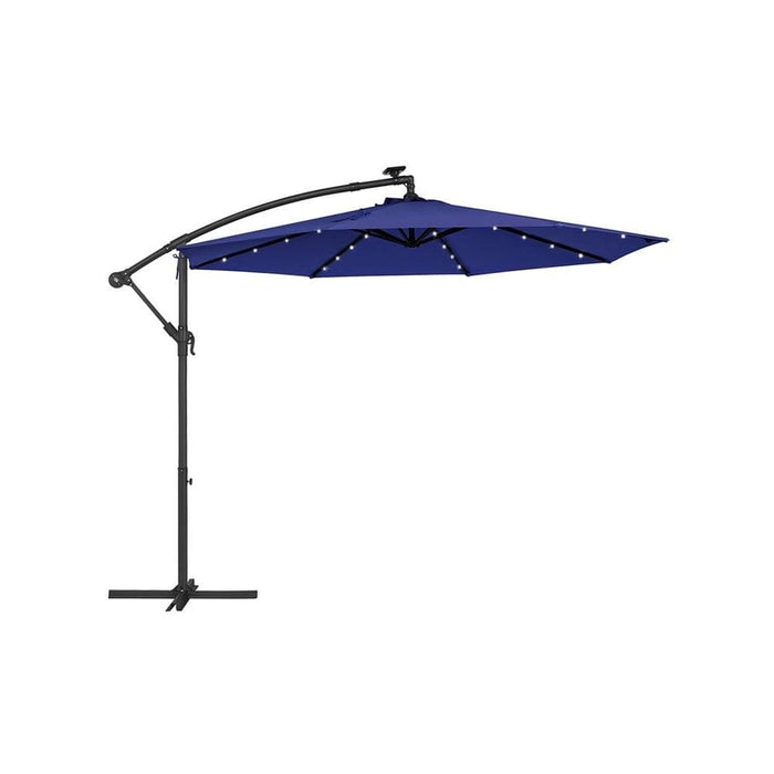 Image of a navy 3m Cantilever Garden Parasol With Led Lights