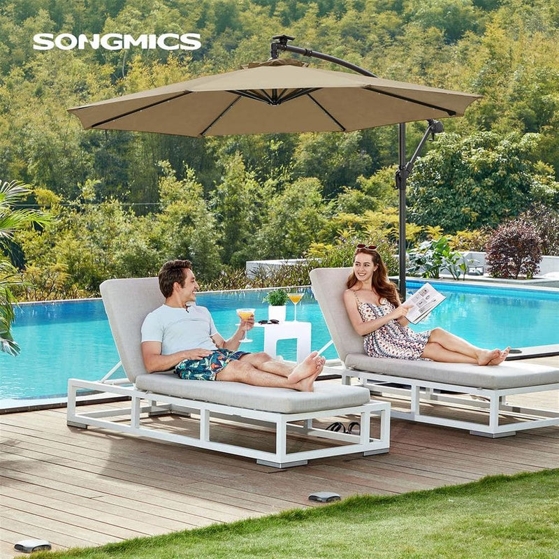 Image of a taupe 3m Cantilever Garden Parasol With Led Lights