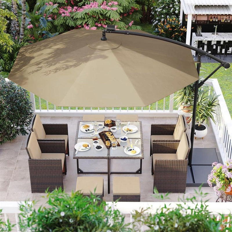 Image of a taupe 3m Cantilever Garden Parasol With Led Lights
