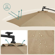 Image of a taupe 3m Cantilever Garden Parasol With Led Lights