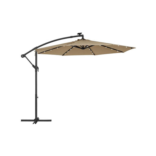 Image of a taupe 3m Cantilever Garden Parasol With Led Lights