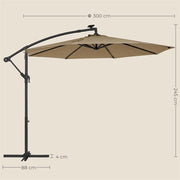 Image of a taupe 3m Cantilever Garden Parasol With Led Lights