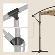 Image of a taupe 3m Cantilever Garden Parasol With Led Lights