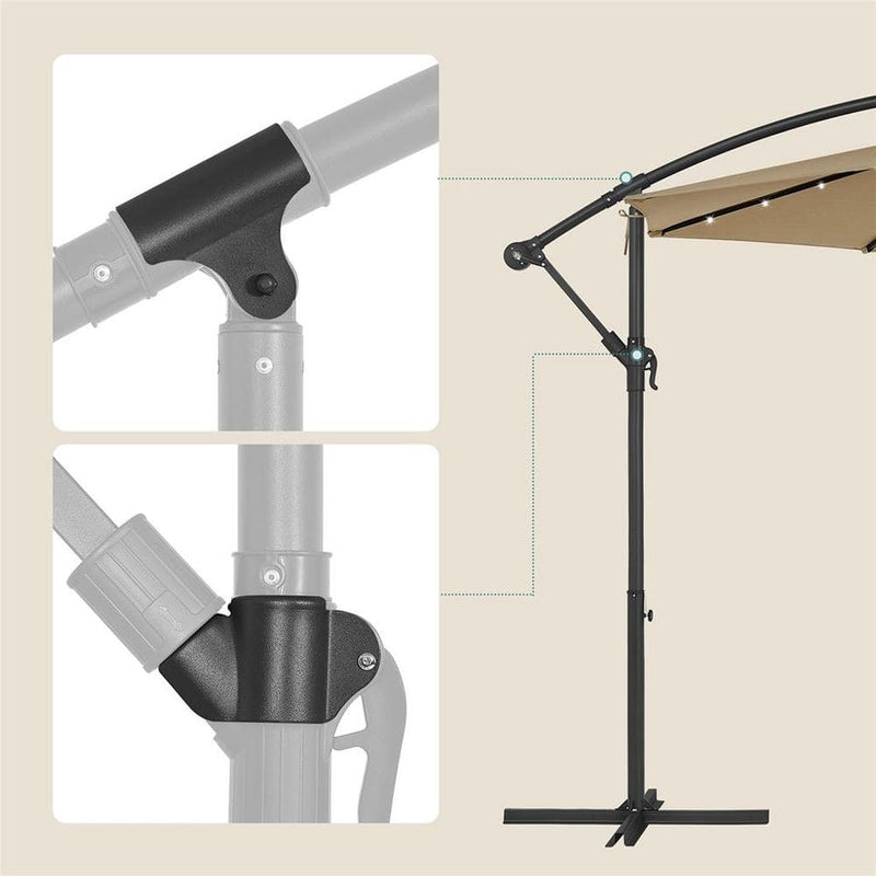Image of a taupe 3m Cantilever Garden Parasol With Led Lights