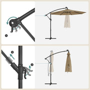 Image of a taupe 3m Cantilever Garden Parasol With Led Lights