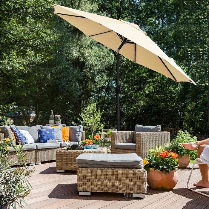 Image of a beige 3m Patio Parasol With Solar Powered LED Lights