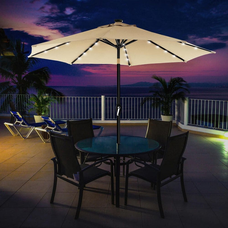 Image of a Beige 3m Garden Parasol With Lights