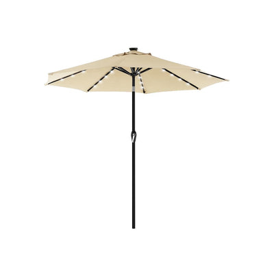 Image of a beige 3m Patio Parasol With Solar Powered LED Lights