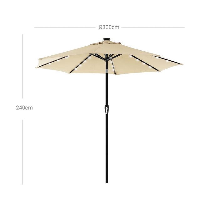 Image of a beige 3m Patio Parasol With Solar Powered LED Lights
