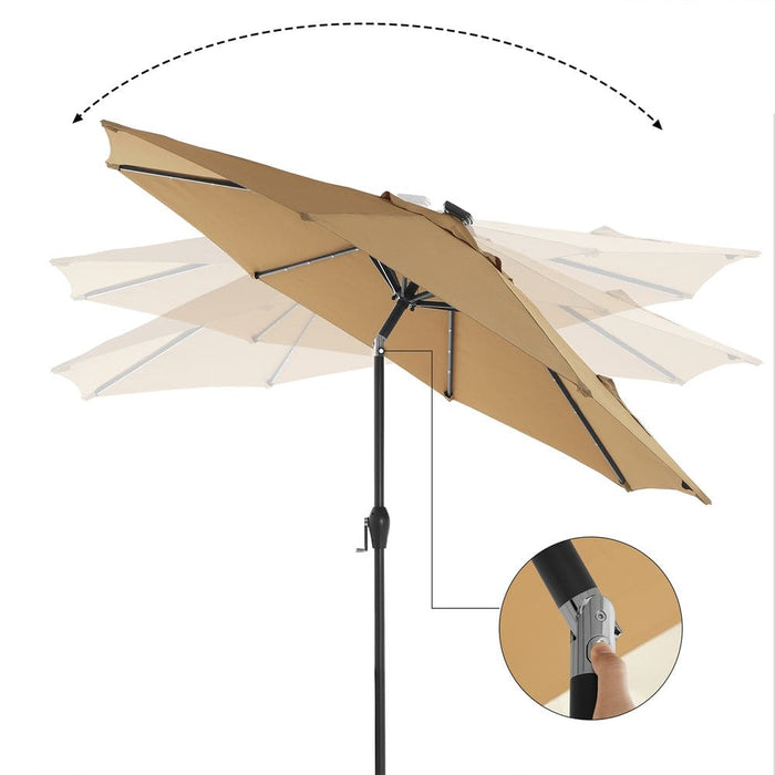 Image of a Taupe 3m Garden Umbrella Parasol With Lights