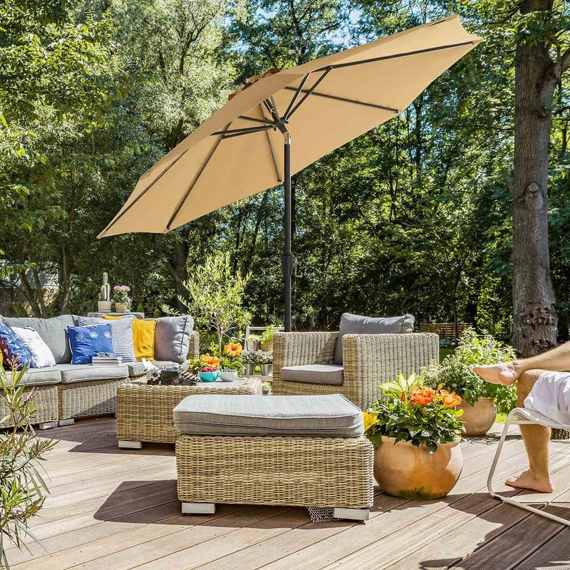 Image of a taupe 3 metre garden umbrella 